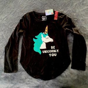 Girls Sequin Unicorn 7/8 Long Sleeve Shirt